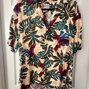 Tropical Leaf Short-Sleeve Shirt - Beige / Green